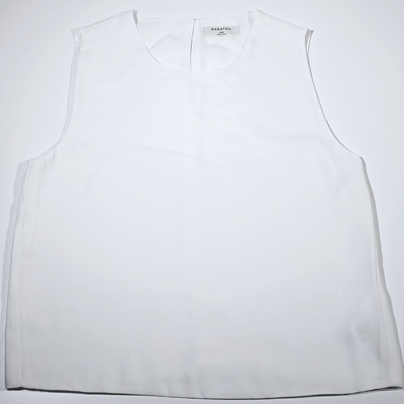 Babaton Aritzia White Sleeveless Blouse Round Neck Button Tank Women XXS 2XS - Picture 2 of 7